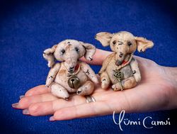 Jointed Vintage mini Teddy Elephant OOAK by Yumi Camui