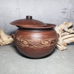 Pottery handmade casserole 135.25 fl.oz Handmade red clay Cooking Pot