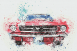 PDF Counted Vintage Cross Stitch Pattern | Retro Mustang Car | 6 Sizes