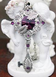 Handmade Unique Swarovski Fantasy Vintage Key Necklace