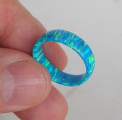 Unique very beautiful ring of solid synthetic opal. Solid opal ring.