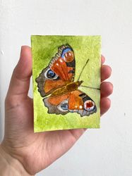ACEO watercolor original art butterfly Card Miniature Small Painting gift aceo painting