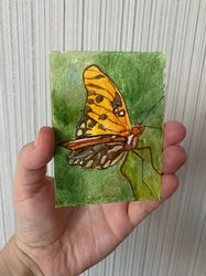 ACEO watercolor original painting butterfly gift for mother wall decor animal painting aceo painting 2.5x3.5 inches