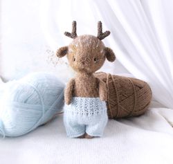 Baby Deer stuffed toy, Animal Doll with clothes, Woodland Decorative Toy, Fawn For Nursery, Cute Gift for Teenage girls