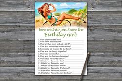 Pin up How well do you know the birthday girl,Adult Birthday party game printable-fun games for her-Instant download