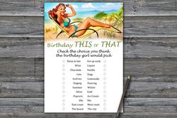 Pin up This or that birthday game,Adult Birthday party game printable-fun games for her-Instant download