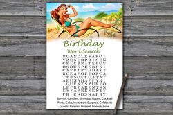Pin up Birthday Word Search Game,Adult Birthday party game printable-fun games for her-Instant download