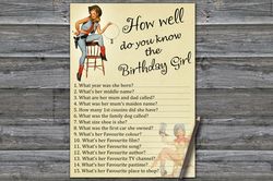 Cowboy themed How well do you know the birthday girl,Adult Birthday party game printable-Instant download
