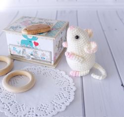 Mouse stuffed animal doll, White mouse toy, Little soft mouse, Gift for the mouse lover, Cute mice, Kids playroom decor