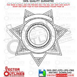 Sheriff Badge, pdf template blank Editable clipart