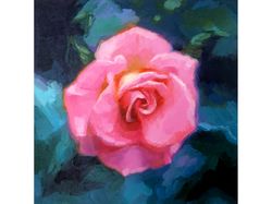 Rose Painting Oil Original Art Flower Artwork Floral Painting 8 by 8 inches