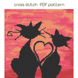 Cats cross stitch pattern, Modern cross stich, PDF Pattern /48/