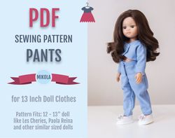 13 inch doll clothes digital pattern pants, Paola Reina outfit