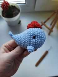 Whale plushie toy farmhouse decor. Gift for two a long distance little whale. blue whale animal car accessory gift