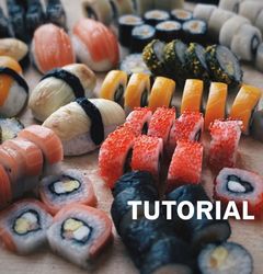 Miniature sushi, rolls . TUTORIAL polymer clay. Mini food. Miniature food clay. Video pdf pattern.