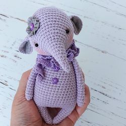 handmade crocheted elephant, handmade toys, handmade elephant gift, custom toys for sale, animal art doll, home dekor.