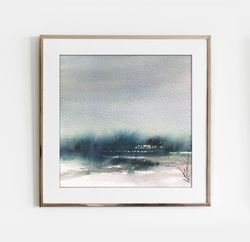 Original watercolor painting | Minimal art | Beautyful watercolor landscape | Winter art