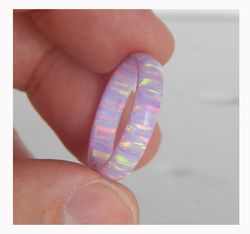 Very beautiful opal ring lilac color. Solid opal ring. Synthetic opal ring
