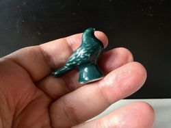 Holy pigeon - Ceramic green figure, extinguisher, "Small Pigeon", 3,5 cm high.