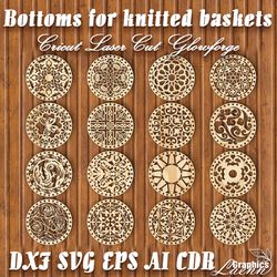 Round for knitting, knitted bags/baskets vector model for laser cut cnc plan, any thickness, DXF CDR ai svg dxf, instant