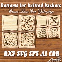 Square bottoms for knitted baskets vector model for laser cut cnc plan, any thickness, DXF CDR ai svg dxf, instant downl
