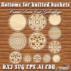 Round bottoms for knitted baskets vector model for laser cut cnc plan, any thickness,DXF CDR ai svg dxf,instant download
