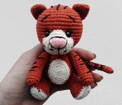 Handmade tiger plush, Tiger plushie, Crochet tiger toy, Safari stuffed animals, Little tiger amigurumi, Tiger gift