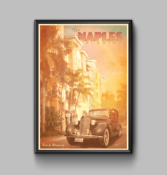 Visit Naples Florida vintage travel poster, digital download