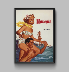 Hawai vintage travel poster, digital download