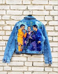 Jonas Brothers Painted denim jacket, custom made denim jackets, custom denim vest, personalized jean jackets, gift for