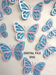 3d Butterfly Template - Paper Layered Butterfly - Butterfly cut file