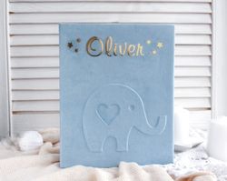 Custom baby photo album, memory book, personalized gift for newborn, gift for new mom, boy photo album