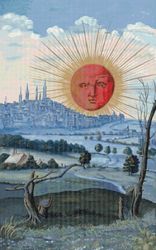 PDF Counted Vintage Cross Stitch Pattern | Sunrise over the city, from Splendor Solis 16th century | 6 Sizes