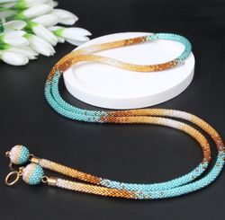 Long beaded necklace for women, handmade jewelry, perfect mother-in-law's gift