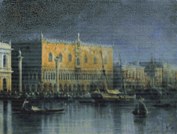 PDF Counted Vintage Cross Stitch Pattern | The Doge's Palace in Venice by moonlight | Ivan Aivazovsky 1878 | 6 Sizes