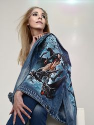 Hand painted jacket denim, custom jean jacket,  vampire story jean, personalized clothes women, street style