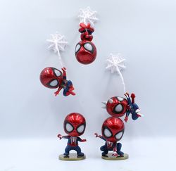 5 Pcs Set Mini Spider-Man Web Action Figure Model Toy Car Home Cake Toppers 4''