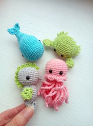 Crochet Sea Animals | Set toys marine life | Plush toys Ocean animals