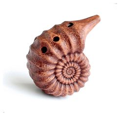 Ocarina "Sound of ancient" / pentatonic / ceramic ammonite / singing shell