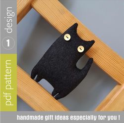 Black cat sewing pattern PDF rag doll tutorial in English, Halloween doll diy