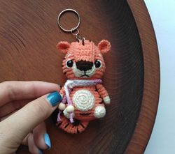 Tiger Car rear view mirror, Cool car accessories, Amigurumi tiger plush, Tiger keychain, Anniversary gift for wife