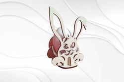 3D puzzles Easter bunny, laser cutting design. Egg holder stand, glowforge svg file. Easter design, laser cut drawing.