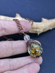 Cottagecore terrarium necklace Necklace with moss and lichens