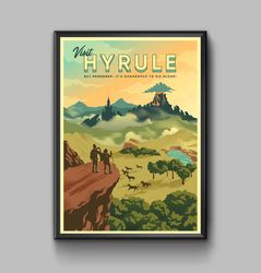 Visit Hyrule vintage travel poster, digital download