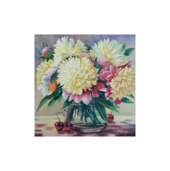 Peonies with Cherries Painting On Canvas Art Still Life Oil