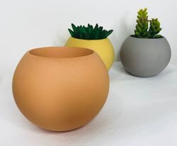 Little round succulent and cactus pot with drainage | Small cement planter with saucer | Mini cache pot