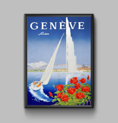 Geneve vintage travel poster, digital download
