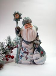 Russian Santa Claus with the Snowman, Collectable russian Santa, Christmas gift, Santa