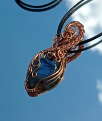 Wire wrapped  wedding  Handmade Jewelry,  Labradorite Amulet Necklace