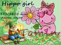 Hippo girl  Embroidery Design
